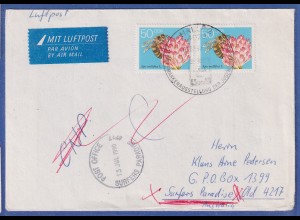 DDR 1990 Biene 50Pfg 2-fach als MEF auf Lp-Brief nach Australien, So-O HALLE
