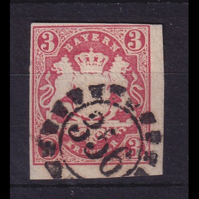 Bayern Wappen 3 Kreuzer rot Mi.-Nr. 15 mit GMR 356 Nürnberg