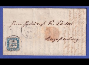 Schleswig-Holstein 1865 Mi.-Nr. 7 auf Brief von Kiel nach Augustenburg