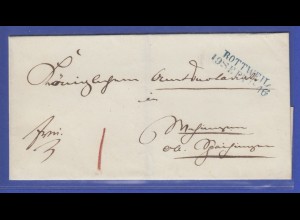 Vorphila-Brief mit Stempel blau ROTTWEIL aus dem Jahr 1846