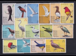 Britische Gebiete im indischen Ozean 1975 Vögel Mi.-Nr. 63-77 Satz kpl. **