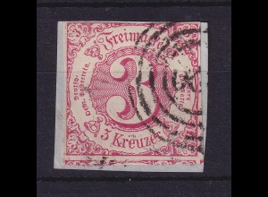 Thurn und Taxis 3 Kreuzer Mi.-Nr. 32 gestempelt auf Briefstück gpr. PFENNINGER