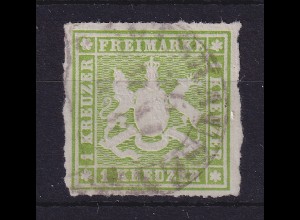 Württemberg 1 Kreuzer grün Mi.-Nr. 30 a mit Steigbügel-O ALTSHAUSEN 