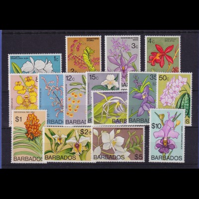 Barbados 1974 Orchideen Mi.-Nr. 365-380 (ohne Nr. 369) postfrisch **
