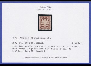 Bayern Wappen 50 Pfennig braun Mi.-Nr. 46 ungebraucht * gepr. BRETTL BPP