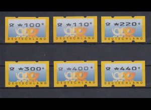 ATM Deutschland gelbe Posthörner Posthorn Mi.-Nr. 3.2 VS-Satz 6 Werte 100-440 **