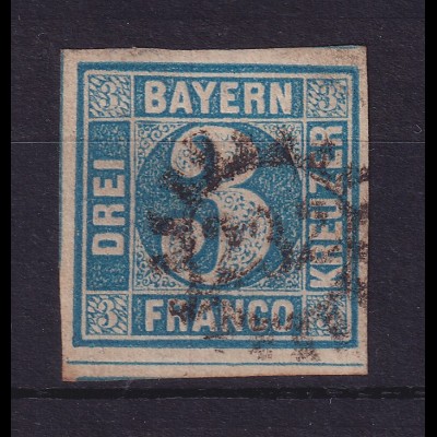 Bayern 3 Kreuzer blau Mi.-Nr. 2 II mit GMR 232