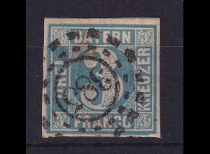 Bayern 3 Kreuzer blau Mi.-Nr. 2 II mit OMR 385 Passau