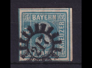 Bayern 3 Kreuzer blau Mi.-Nr. 2 II mit GMR 217