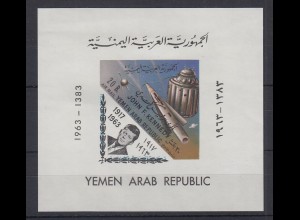 Jemen Republik 1964 John F. Kennedy Mi.-Nr. Block 21 postfrisch ** / MNH 