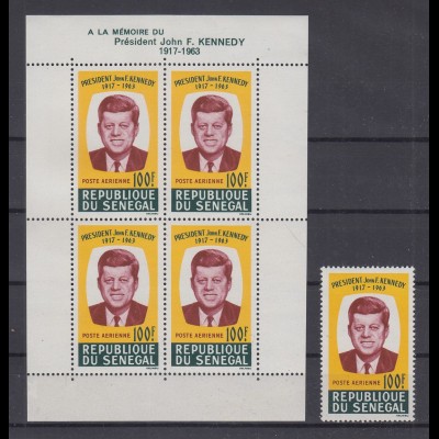 Senegal 1964 John F. Kennedy Mi.-Nr. 295 und Block 2 ** / MNH 