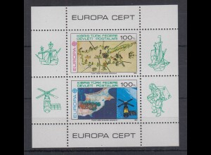 Türkisch-Zypern 1983 EUROPA alte Landkarte / Skylab-Foto Mi.-Nr. Block 4 ** 