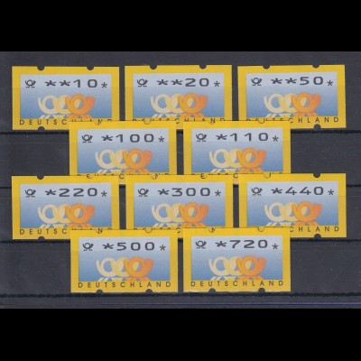 Deutschland ATM 3 Posthörner, DM-Währung Sielaff, Mi.-Nr. 3.3 Satz 10-720 **
