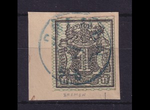 Hannover 1856/57 Wertziffer 1 Gutegroschen Mi.-Nr. 9 O BREMEN auf Briefstück