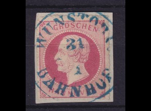Hannover 1864 Wertziffer 1 Gr. Mi.-Nr. 23 y O WUNSTORF BAHNHOF auf Briefstück