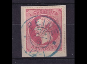 Hannover 1864 Georg V. 1 Groschen Mi.-Nr. 23 y O PEINE auf Briefstück
