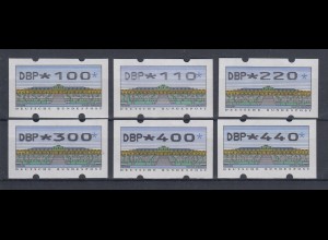 Deutschland ATM Sanssouci Typ N24 Satz 6 Werte 100-440 Pfg, Mi-Nr. 2.2.1 VS4 ** 