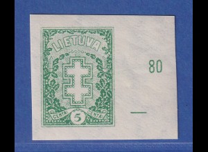 Lietuva / Litauen 1927 Freimarke Doppelkreuz 5C. UNGEZÄHNT Mi.-Nr. 270 XU ** 