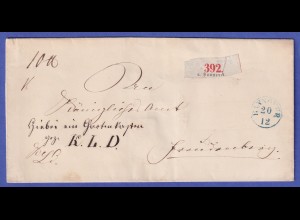 Hannover Vorphila-Brief mit blauem Fingerhutstempel HANNOVER nach 1825