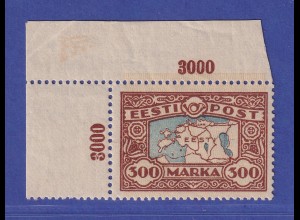 Estland 1924 Landkarte Mi.-Nr. 54 Eckrandstück OL postfrisch **