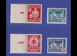 Estland 1933 Tuberkulosebekämpfung Mi.-Nr. 102-105 postfrisch ** / MNH