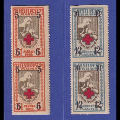 Estland 1926 Rotes Kreuz Mi.-Nr. 60-61 je vert. Paar, waagerecht ungezähnt **