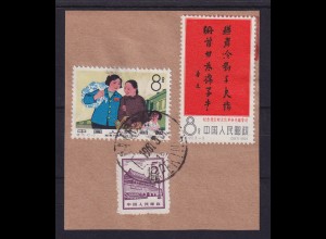VR China 1966 Kulturrevolution Mi.-Nr. 936 und 954 O auf Briefstück