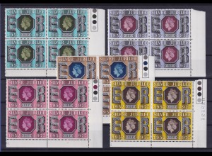 Großbritannien 1977 Thronjubiläum Elisabeth II. Mi.-Nr. 739-743 ER-4er-Blocks **