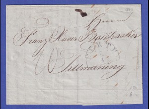 Bayern Vorphila-Brief mit Halbkreisstempel FÜRTH von der Firma Cohn 1843