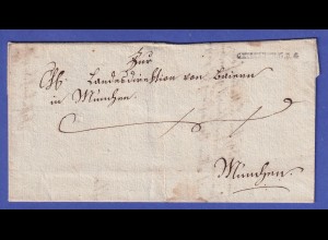 Bayern Vorphila-Brief mit Rayon-Stempel GEISENFELD.R.4 nach München 1805