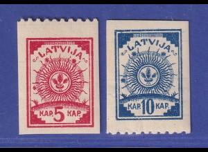 Latvija / Lettland 1919 Mi.-Nr. 3 und 4 dreiseitig ungezähnt ** / MNH