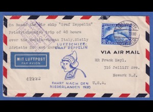 Dt. Reich Zeppelin Südamerikafahrt 1930 Mi.-Nr 438 auf Brief in die USA,Bordpost
