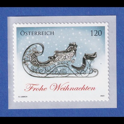 Österreich 2023 Weihnachtsmarke 120 Cent selbstklebend Schlitten **
