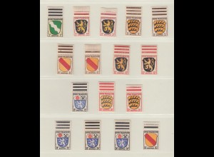 Franz. Zone Wappen kpl. Sammlung alle Papiersorten und Farben mit OR ** gpr. BPP
