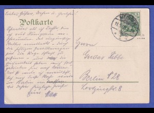 Deutsches Reich Germania 5 Pfg Mi.-Nr. 85 I b auf AK Götterfelsen Meissen 1908