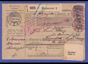 Dt. Reich Germania 30 und 50 Pfg Mi.-Nr. 74 und 76 auf Paketkarte in die Schweiz