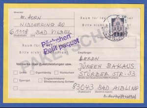 BundSWK Hildesheim 720er Mi-Nr. 2197 EF auf Päckhen-Adresse nach Bad Aibling