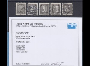 DDR Dienstmarken ZKD Mi.-Nr. 1-5 XI Satz kpl. echt gestempelt mit Befund König