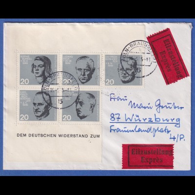 Bund 1964 Zusammendruck aus Block 3 431-432-433-435-436 auf Eilbrief aus Köln
