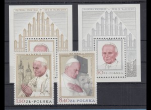 Polen / Polska 1979 Besuch Papst Johannes Paul II. Satz und beide Blocks ** 