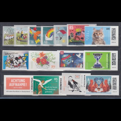 Bundesrepublik alle selbstklebenden Briefmarken Jahrgang 2023 ** (ohne Krypto)