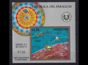 Paraguay 1973 Raumfahrt zum Mars Mi.-Nr. Block 209 **
