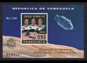 Venezuela 1969 Mondlandung Apollo 11 Mi.-Nr. Block 18 **