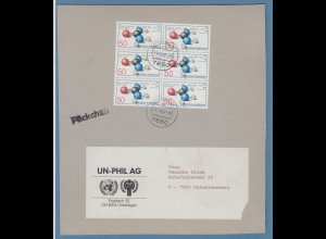 Bund 1982 50Pfg Wöhler Mi.-Nr. 1148 6er-Block als MEF auf Päckchen O LÖRRACH