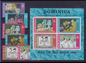 Dominica 1970 Mondlandung Apollo 11 Mi.-Nr. 290-295, Block 2 **