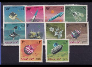 Ajman 1968 Weltraum Satelliten Mi.-Nr. 257-266 A ** / MNH
