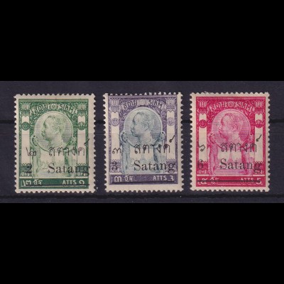 Thailand Siam 1909 König Chulalonkorn Mi.-Nr. 82, 84, 87 jeweils ungebraucht *