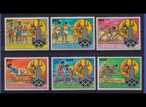 Zentralafrikanische Republik 1980 Olympiade Moskau Mi.-Nr. 726-31 ** / MNH