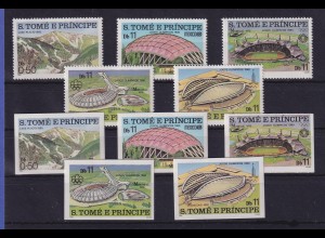 Sao Tome e Principe 1980 Olympiastadien Mi.-Nr. 632-36 A und B ** / MNH