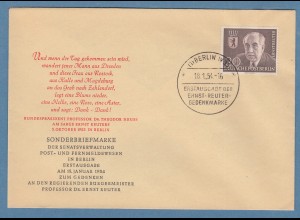 Berlin 1954 Bürgermeister Dr. Ernst Reuter Mi.-Nr. 115 auf amtlichem FDC